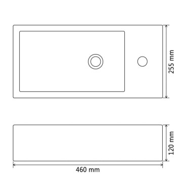 vidaXL Νιπτήρας Ορθογώνιος Οπή Βρύσης Λευκός 46x25,5x12 εκ. Κεραμικός