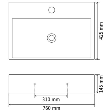 vidaXL Νιπτήρας με Οπή Βρύσης Λευκός 76 x 42,5 x 14,5 εκ. Κεραμικός