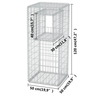 vidaXL Συρματοκιβώτιο Στύλος/Γλάστρα 50 x 50 x 120 εκ. από Χάλυβα