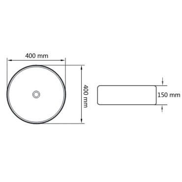 vidaXL Νιπτήρας Στρογγυλός Μαύρος 40 x 15 εκ. Κεραμικός