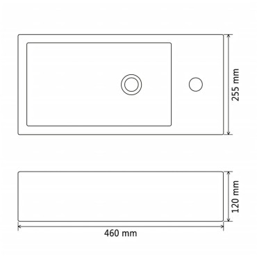 vidaXL Νιπτήρας Ορθογώνιος Οπή Βρύσης Μαύρος 46x25,5x12 εκ. Κεραμικός