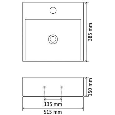 vidaXL Νιπτήρας με Οπή Βρύσης Μαύρος 51,5 x 38,5 x 15 εκ. Κεραμικός