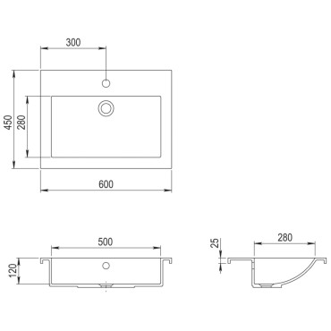 vidaXL Νιπτήρας Μαύρος 600 x 450 x 120 χιλ. Γρανιτένιος