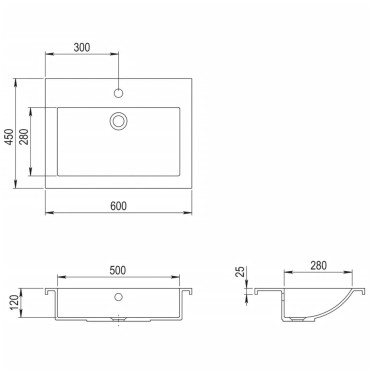 vidaXL Νιπτήρας Λευκός 600 x 450 x 120 χιλ. Γρανιτένιος