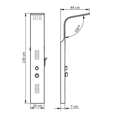 vidaXL Στήλη Ντους Υδρομασάζ Λευκή 20x44x130 εκ. από Αλουμίνιο