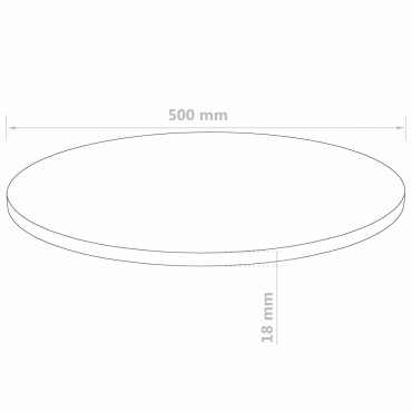 vidaXL Επιφάνεια Τραπεζιού Στρογγυλή 500x18 χιλ. από MDF 1 τεμ.