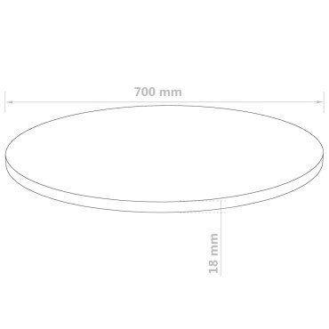 vidaXL Επιφάνεια Τραπεζιού Στρογγυλή 700x18 χιλ. από MDF 1 τεμ.