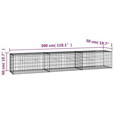 vidaXL Συρματοκιβώτιο Τοίχος 300x50x50 εκ. Γαλβαν.Χάλυβας + Καλύμματα