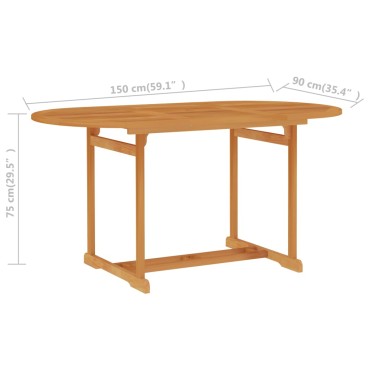 vidaXL Τραπέζι Κήπου 150x90x75cm Μασίφ Ξύλο Teak 1 τεμ.