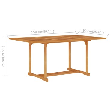 vidaXL Τραπέζι Κήπου 150x90x75cm από Μασίφ Ξύλο Teak 1 τεμ.