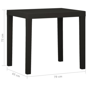 vidaXL Τραπέζι Κήπου Ανθρακί 79x65x72cm από Πλαστικό 1 τεμ.