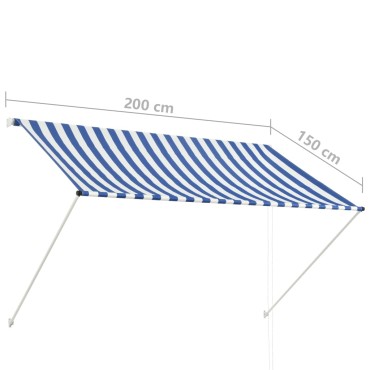 vidaXL Τέντα Συρόμενη Μπλε / Λευκό 200 x 150 εκ.