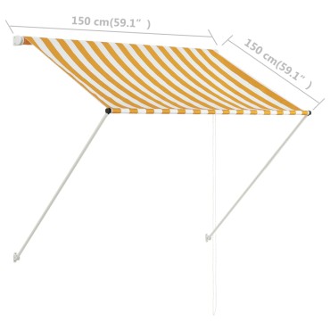 vidaXL Τέντα Συρόμενη Κίτρινο / Λευκό 150 x 150 εκ.