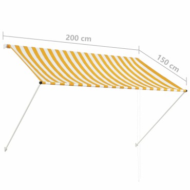 vidaXL Τέντα Συρόμενη Κίτρινο / Λευκό 200 x 150 εκ.