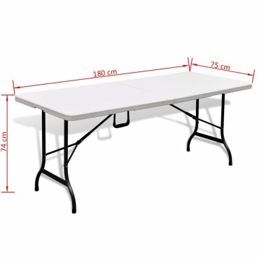 vidaXL Τραπέζι Κήπου Πτυσσόμενο Λευκό 180x75x74cm από HDPE 1 τεμ.