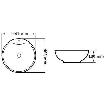 vidaXL Νιπτήρας με Οπή Υπερχείλισης Λευκός 46,5 x 18 εκ. Κεραμικός