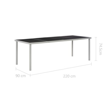 vidaXL Τραπέζι Κήπου Μαύρο 220x90x74,5cm Ατσάλινο 1 τεμ.