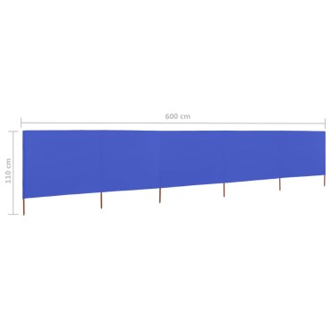 vidaXL Προστατευτικό Αέρα με 5 Πάνελ Αζούρ Μπλε 600x80 εκ. Υφασμάτινο