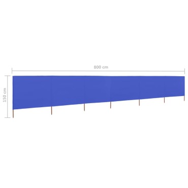 vidaXL Προστατευτικό Αέρα με 6 Πάνελ Αζούρ Μπλε 800x120 εκ. Υφασμάτινο