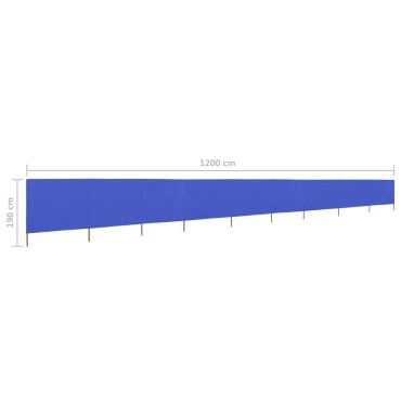 vidaXL Προστατευτικό Αέρα με 9 Πάνελ Αζούρ Μπλε 1200x160 εκ Υφασμάτινο