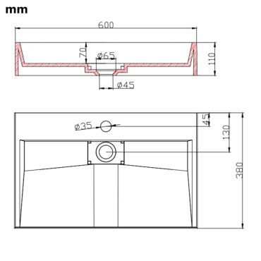 vidaXL Νιπτήρας Λευκός 60x38x11 εκ. Συνθετικός από Τεχνητό Μάρμαρο