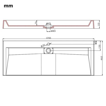 vidaXL Νιπτήρας Λευκός 120x46x11 εκ. Συνθετικός από Τεχνητό Μάρμαρο