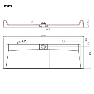 vidaXL Νιπτήρας Λευκός 120x46x11 εκ. Συνθετικός από Τεχνητό Μάρμαρο