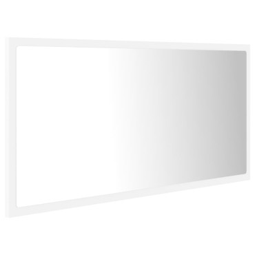 vidaXL Καθρέφτης Μπάνιου με LED Λευκός 90x8,5x37cm Ακρυλικός 1 τεμ.