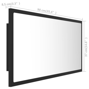 vidaXL Καθρέφτης Μπάνιου με LED Γκρι 90x8,5x37cm από Ακρυλικός 1 τεμ.