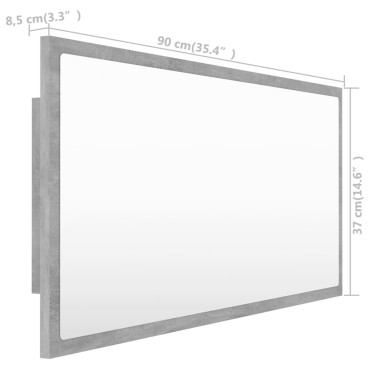 vidaXL Καθρέφτης Μπάνιου Γκρι Σκυροδέματος 90x8,5x37cm Ακρυλικός 1 τεμ.