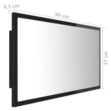 vidaXL Καθρέφτης Μπάνιου με LED Γυαλ. Μαύρο 90x8,5x37cm Ακρυλικός 1 τεμ.