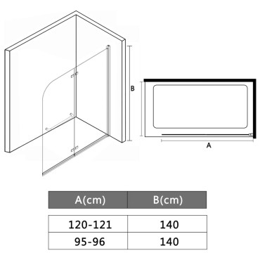 vidaXL Καμπίνα Μπανιέρας με 2 Πάνελ Πτυσσόμενη 120 x 140 εκ. από ESG