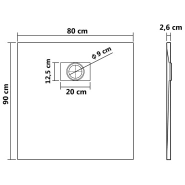 vidaXL Βάση Ντουζιέρας Λευκή 90 x 80 εκ. από SMC