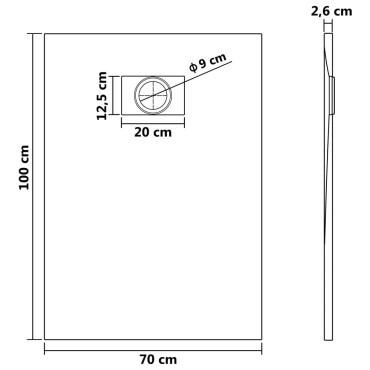 vidaXL Βάση Ντουζιέρας Λευκή 100 x 70 εκ. από SMC