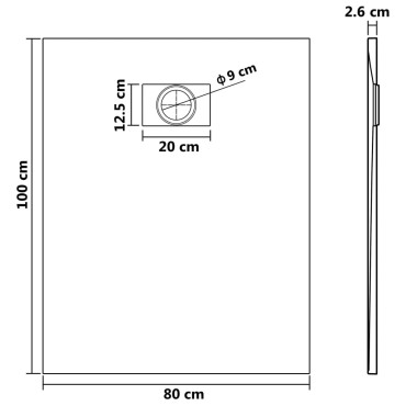 vidaXL Βάση Ντουζιέρας Λευκή 100 x 80 εκ. από SMC