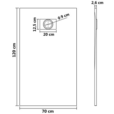 vidaXL Βάση Ντουζιέρας Λευκή 120 x 70 εκ. από SMC