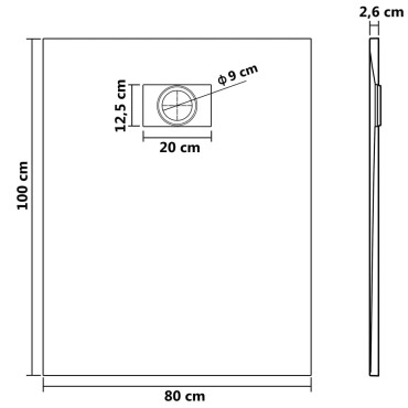 vidaXL Βάση Ντουζιέρας Μαύρη 100 x 80 εκ. από SMC