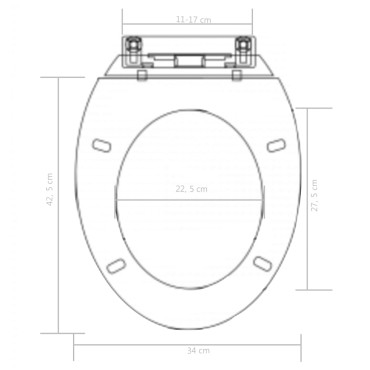 vidaXL Κάλυμμα Λεκάνης με Soft Close & Quick Release Μαύρο