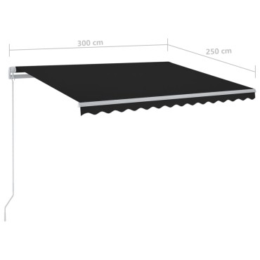 vidaXL Τέντα Συρόμενη Χειροκίνητη με LED Ανθρακί 300 x 250 εκ.