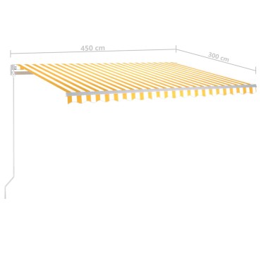 vidaXL Τέντα Συρόμενη Αυτόματη Kίτρινο / Λευκό 450 x 300 εκ.