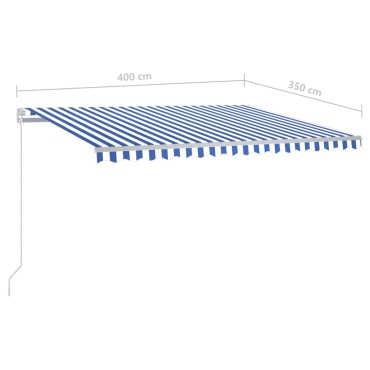 vidaXL Τέντα Συρόμενη Χειροκίνητη με LED Μπλε / Λευκό 400 x 350 εκ.