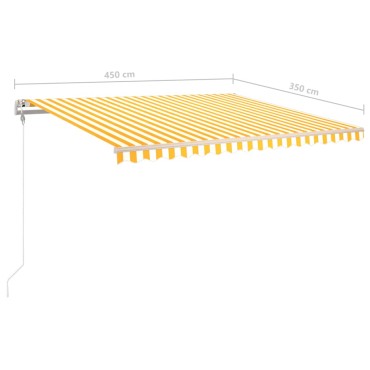 vidaXL Τέντα Αυτόματη με LED & Αισθ. Ανέμου Κίτρινο/Λευκό 450x350 εκ.