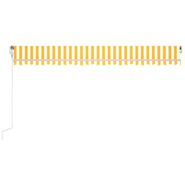 vidaXL Τέντα Αυτόματη με LED & Αισθ. Ανέμου Κίτρινο/Λευκό 500x350 εκ.