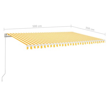 vidaXL Τέντα Αυτόματη με LED & Αισθ. Ανέμου Κίτρινο/Λευκό 500x350 εκ.