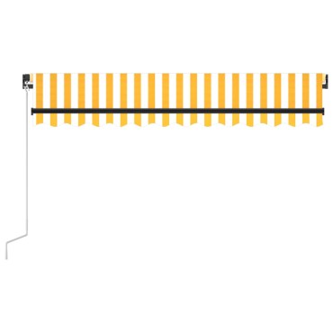 vidaXL Τέντα Συρόμενη Χειροκίνητη με LED Κίτρινο / Λευκό 350 x 250 εκ.