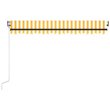 vidaXL Τέντα Αυτόματη με LED & Αισθ. Ανέμου Κίτρινο/Λευκό 450x300 εκ.