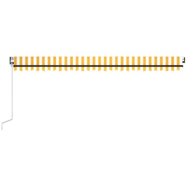 vidaXL Τέντα Αυτόματη με LED & Αισθ. Ανέμου Κίτρινο/Λευκό 500x300 εκ.