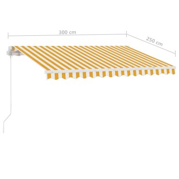 vidaXL Τέντα Συρόμενη Χειροκίνητη με LED Κίτρινο / Λευκό 300 x 250 εκ.