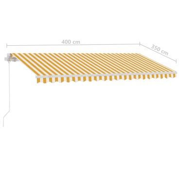 vidaXL Τέντα Συρόμενη Χειροκίνητη με LED Κίτρινο / Λευκό 400 x 350 εκ.