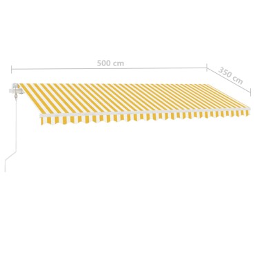 vidaXL Τέντα Αυτόματη με LED & Αισθ. Ανέμου Κίτρινο/Λευκό 500x350 εκ.